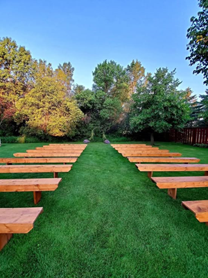 Benches ready for a wedding